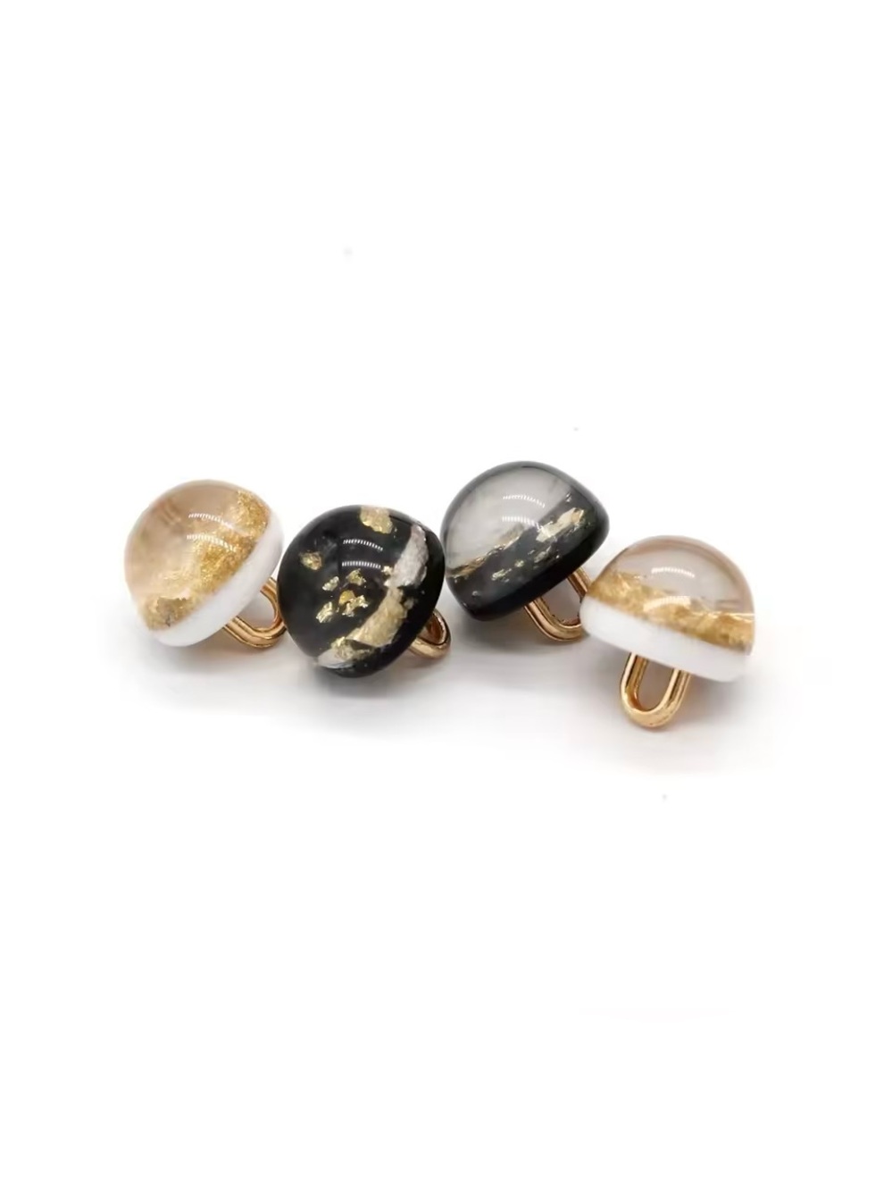 10, 10mm (0.394") Clear Resin, Gold & Black Fleck Buttons,  Sewing, Crafts, NIP